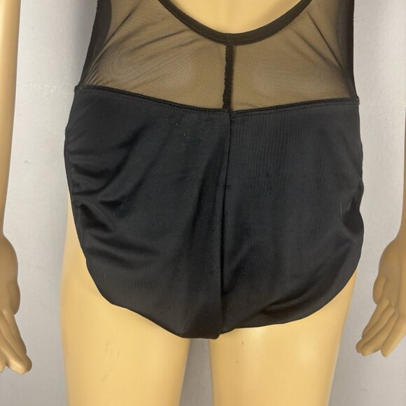 Victoria Secret vintage Bodysuit Black Micro Mesh Embroidery Swimwear  Open Back - Picture 13 of 16